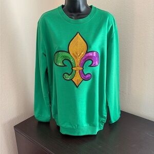 Sequined Fleur-de-lis Mardi Gras Sweatshirt